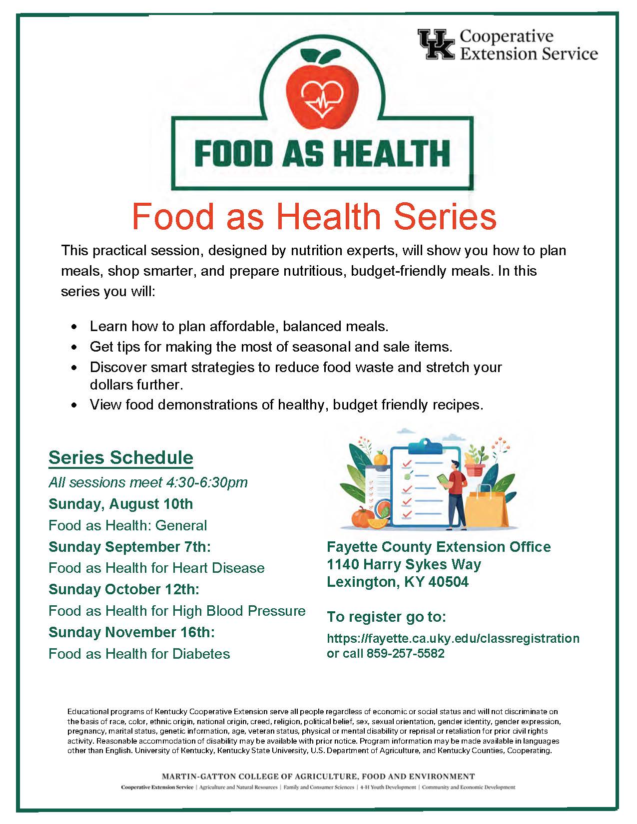 food as health aug 10 sep 7 oct 12 nov 16